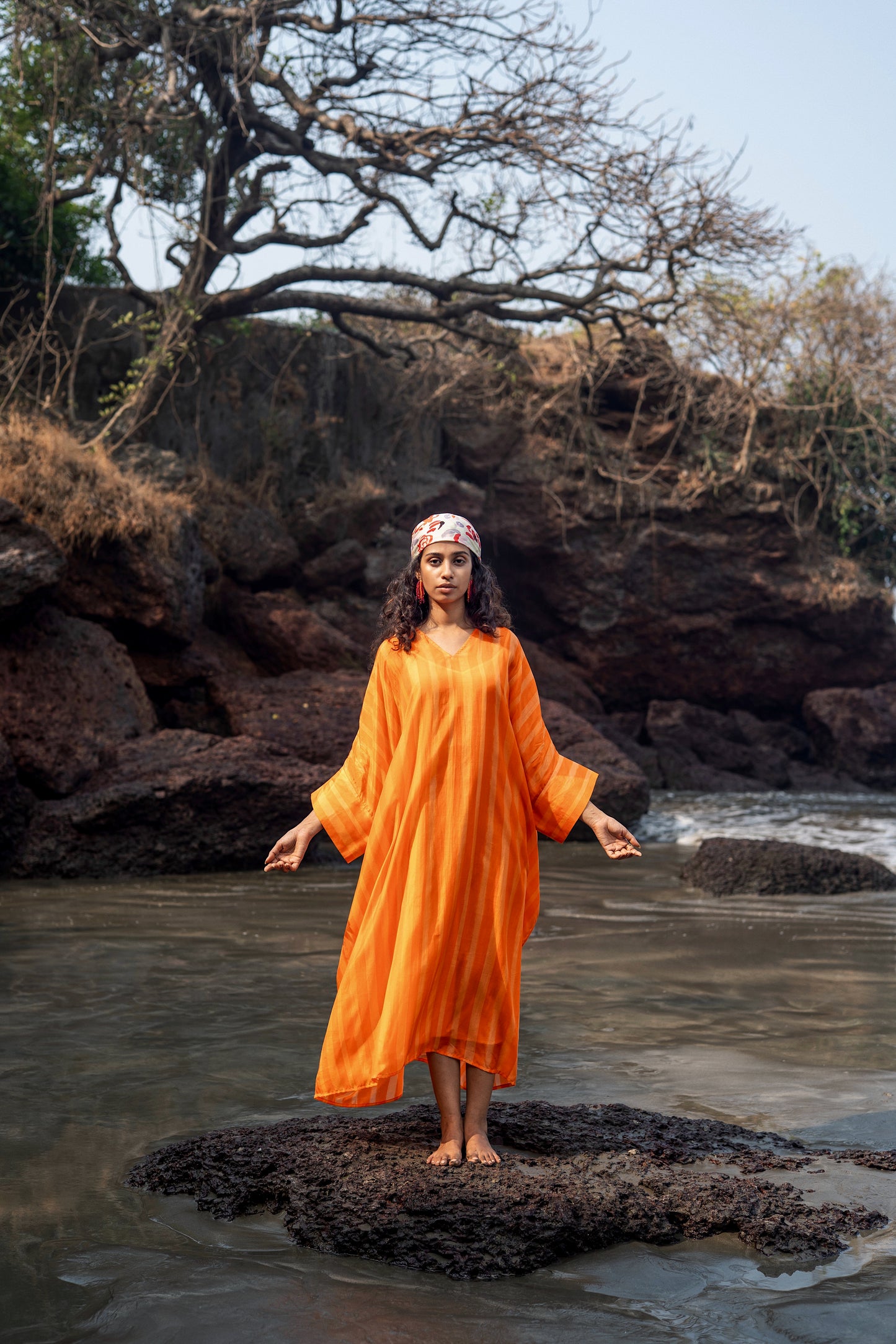 Angela Stripe Kaftan (Orange Stripes)