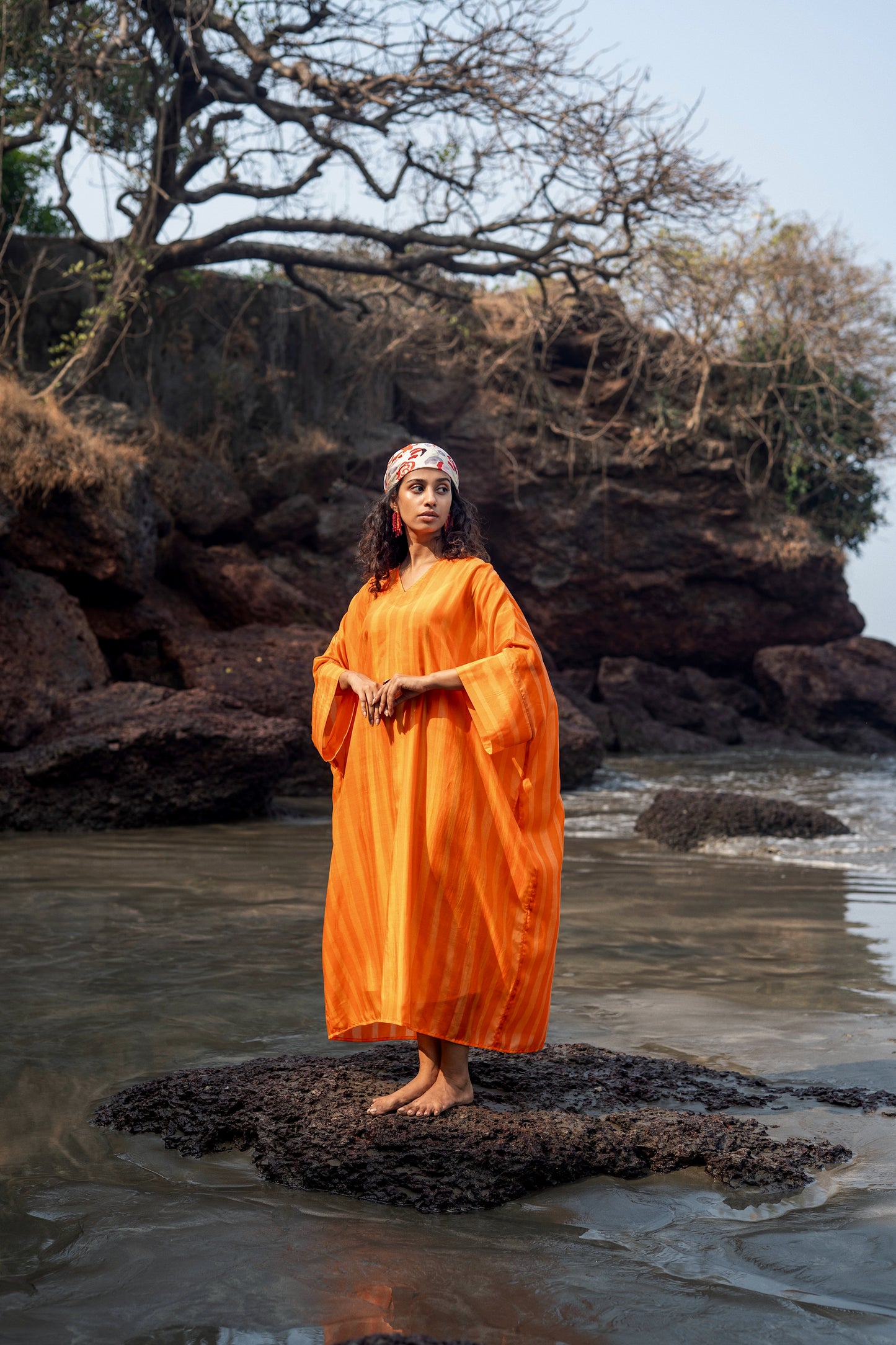 Angela Stripe Kaftan (Orange Stripes)