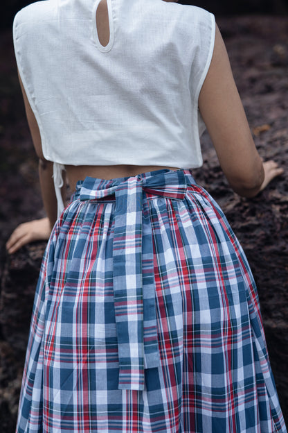 Wrap Skirt Set (Blue & White)