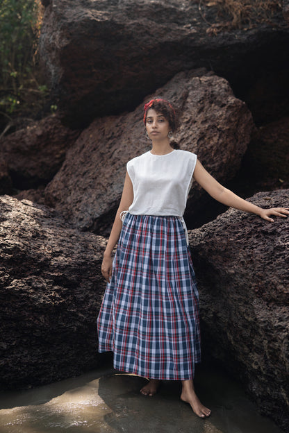 Wrap Skirt Set (Blue & White)