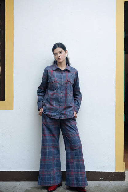 Roma Shirt Set (Denim Blue & Red)