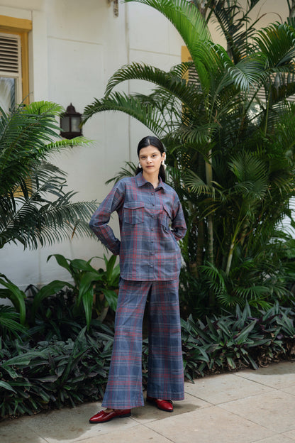 Roma Shirt Set (Denim Blue & Red)