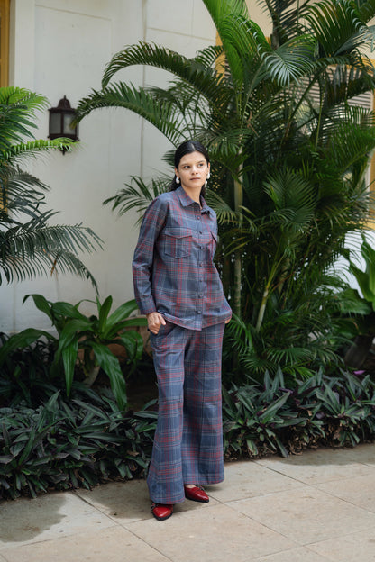 Roma Shirt Set (Denim Blue & Red)