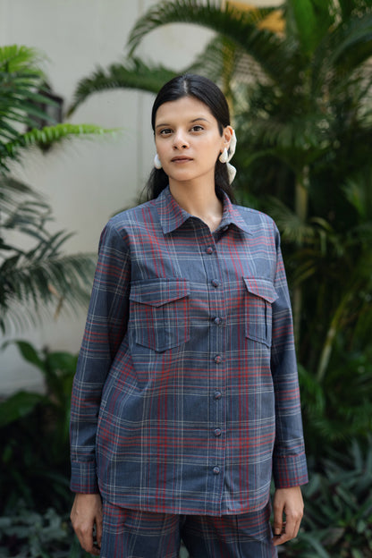 Roma Shirt (Denim Blue & Red)