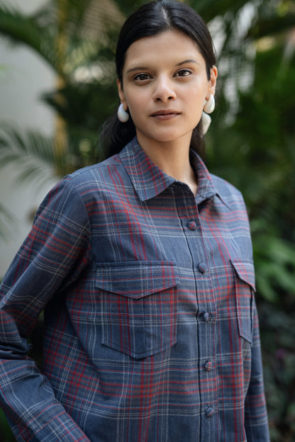 Roma Shirt (Denim Blue & Red)