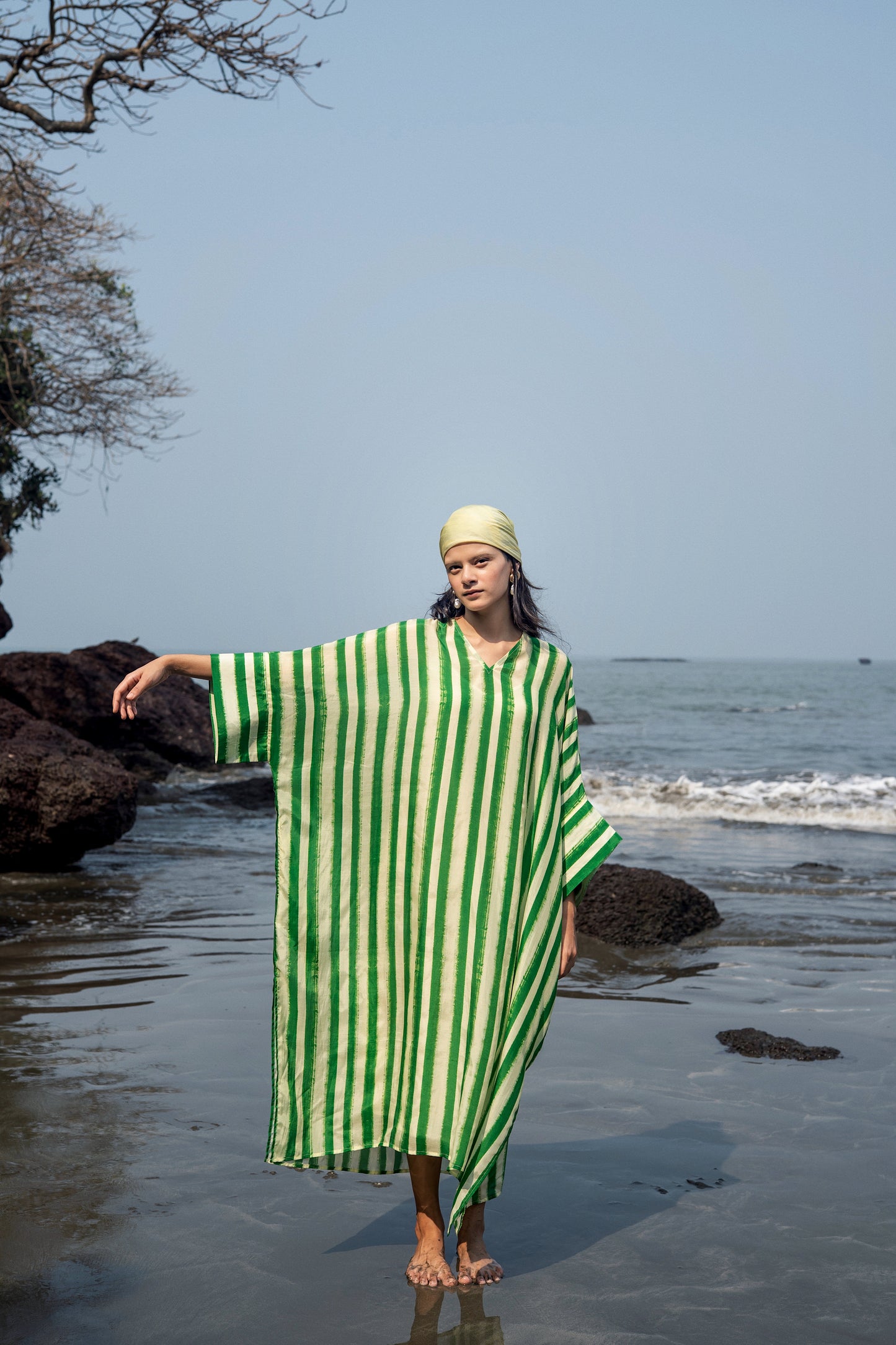 Angela Stripe Kaftan (Green Stripes)