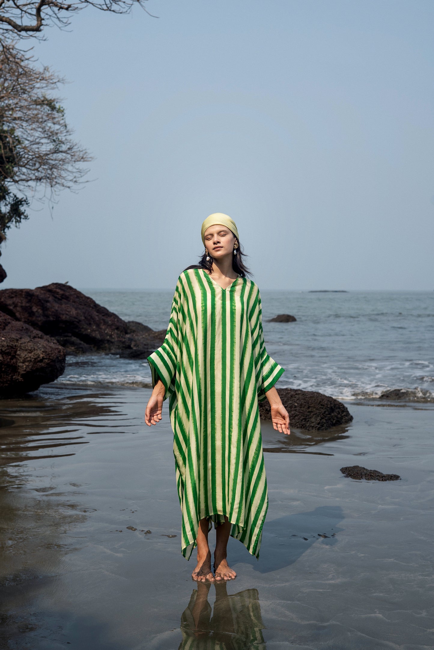 Angela Stripe Kaftan (Green Stripes)
