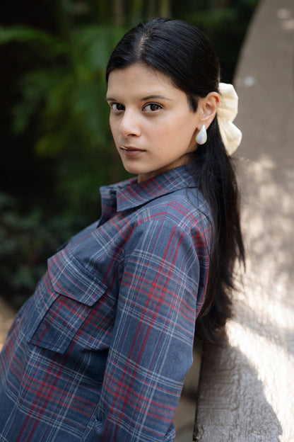 Roma Shirt Set (Denim Blue & Red)