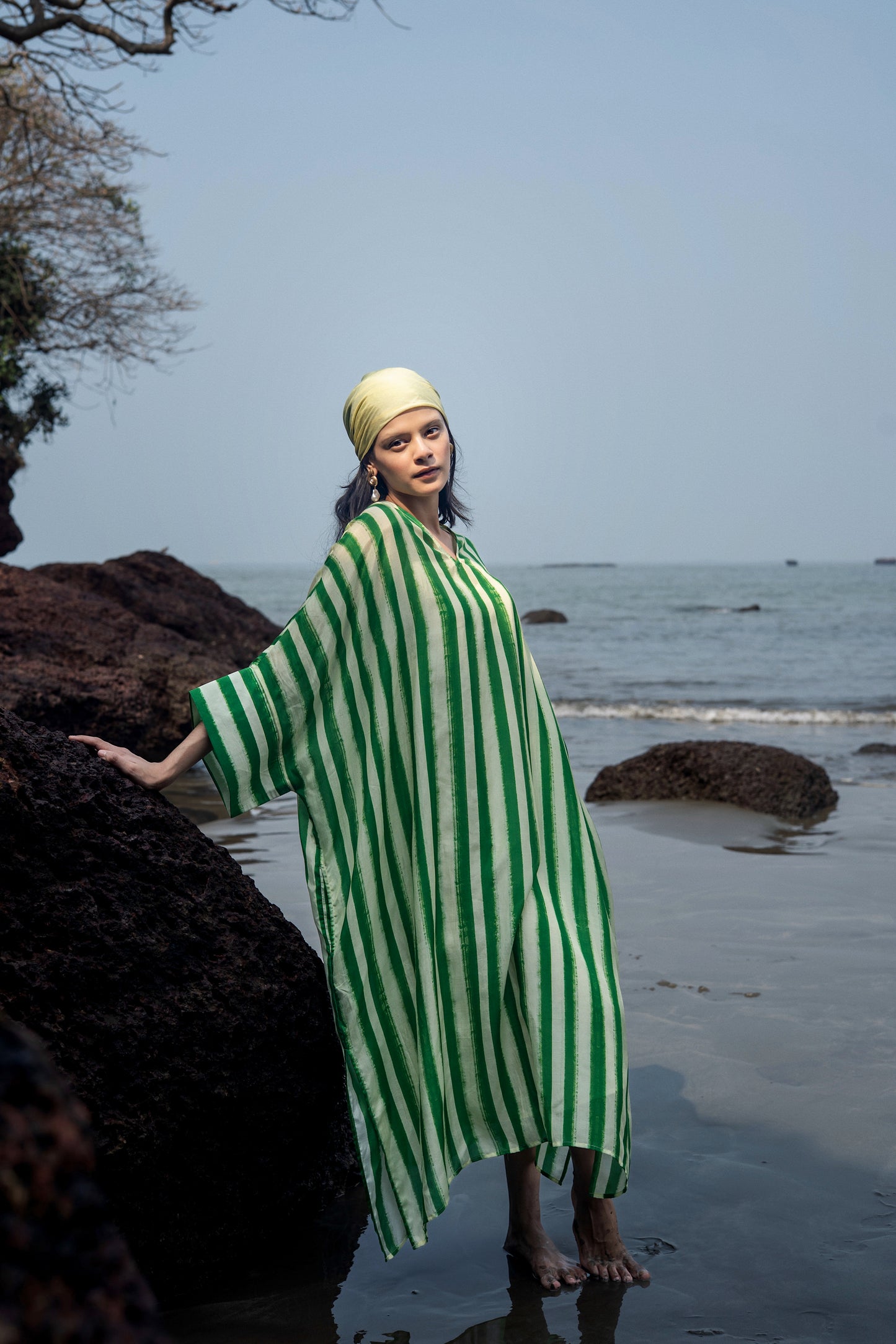 Angela Stripe Kaftan (Green Stripes)
