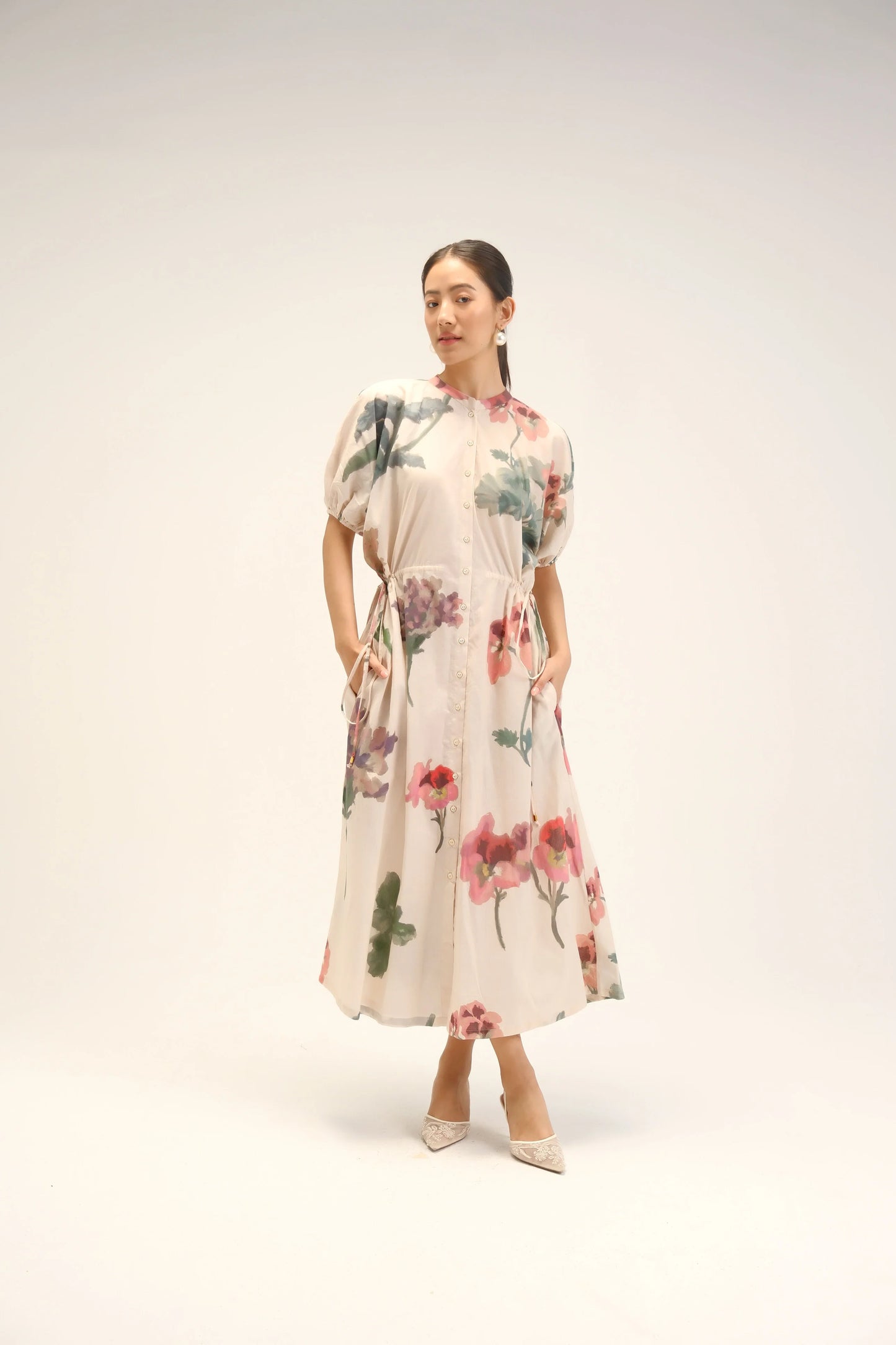 Juliet White Side Tie-Up Dress