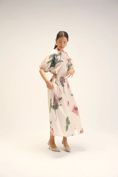 Juliet White Side Tie-Up Dress