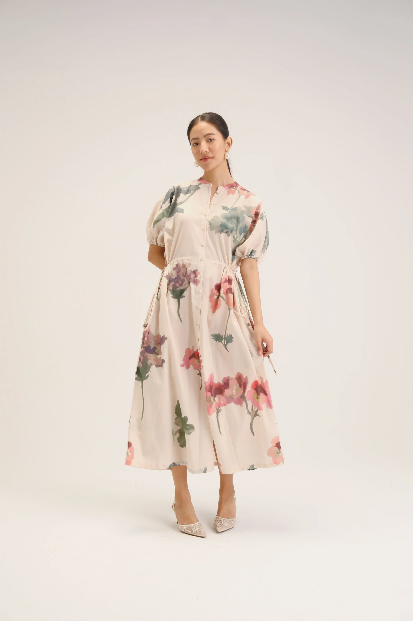 Juliet White Side Tie-Up Dress