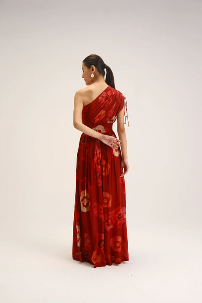 Gardenia Red One Shoulder Dress