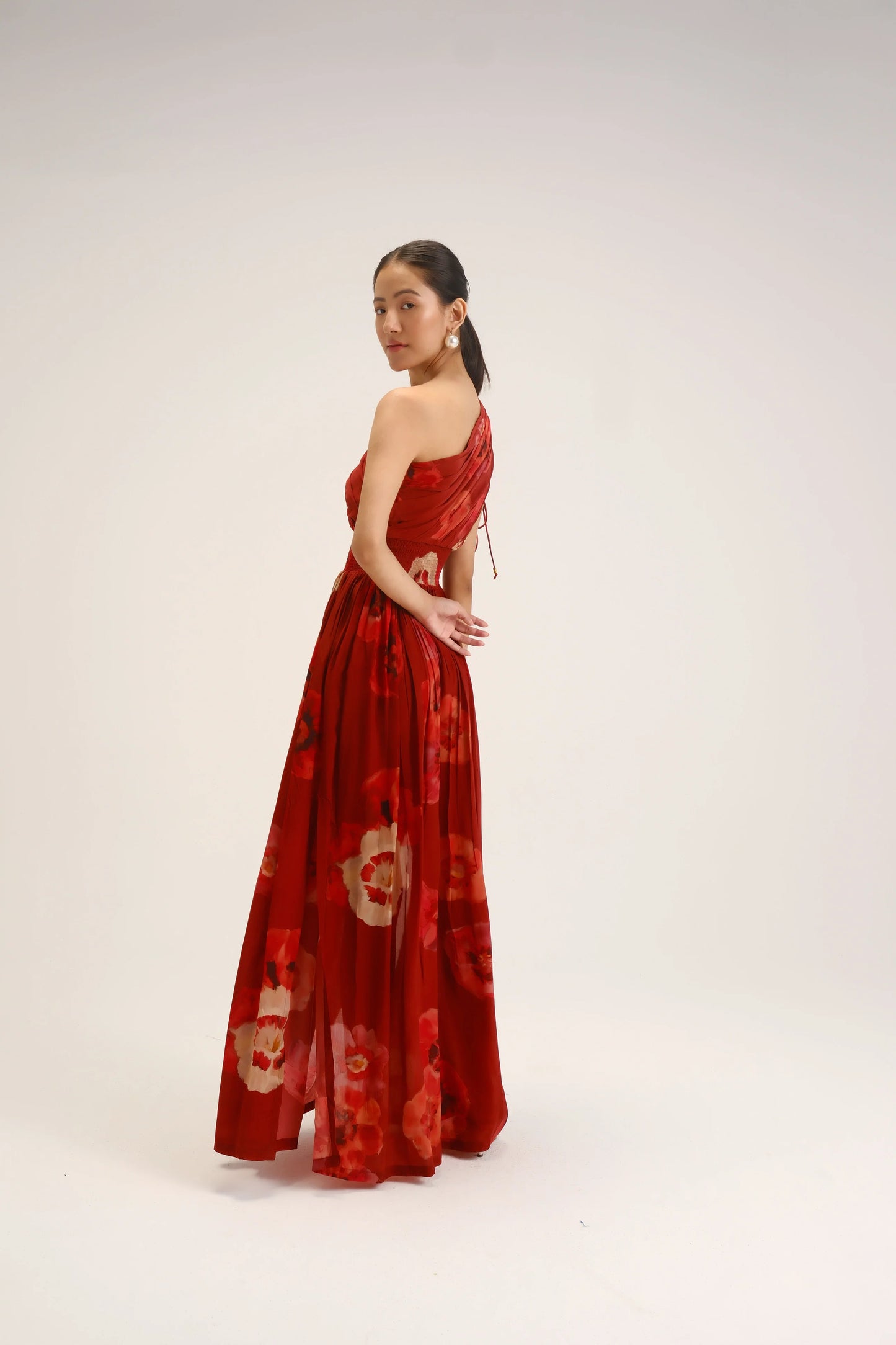 Gardenia Red One Shoulder Dress