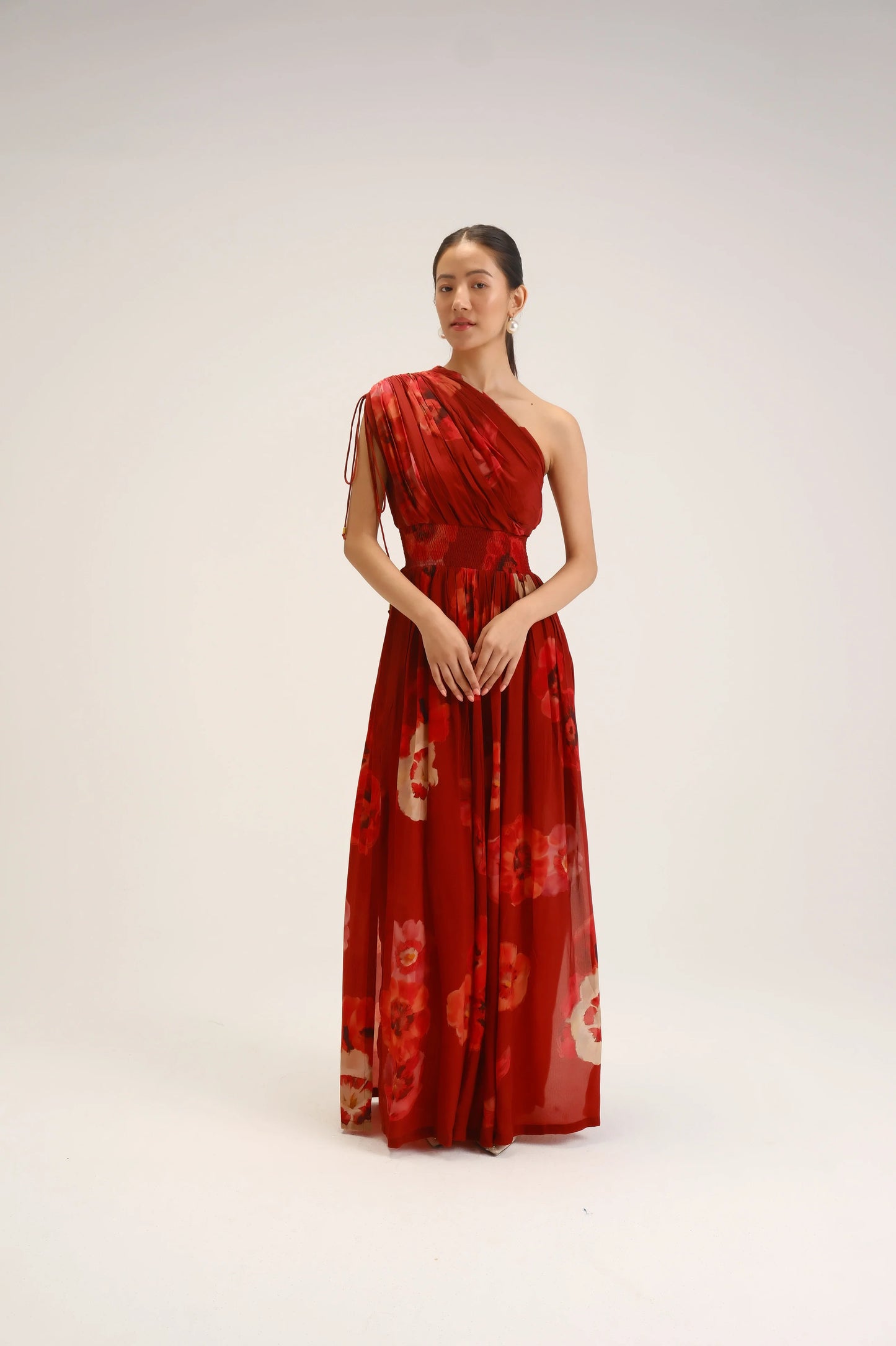 Gardenia Red One Shoulder Dress