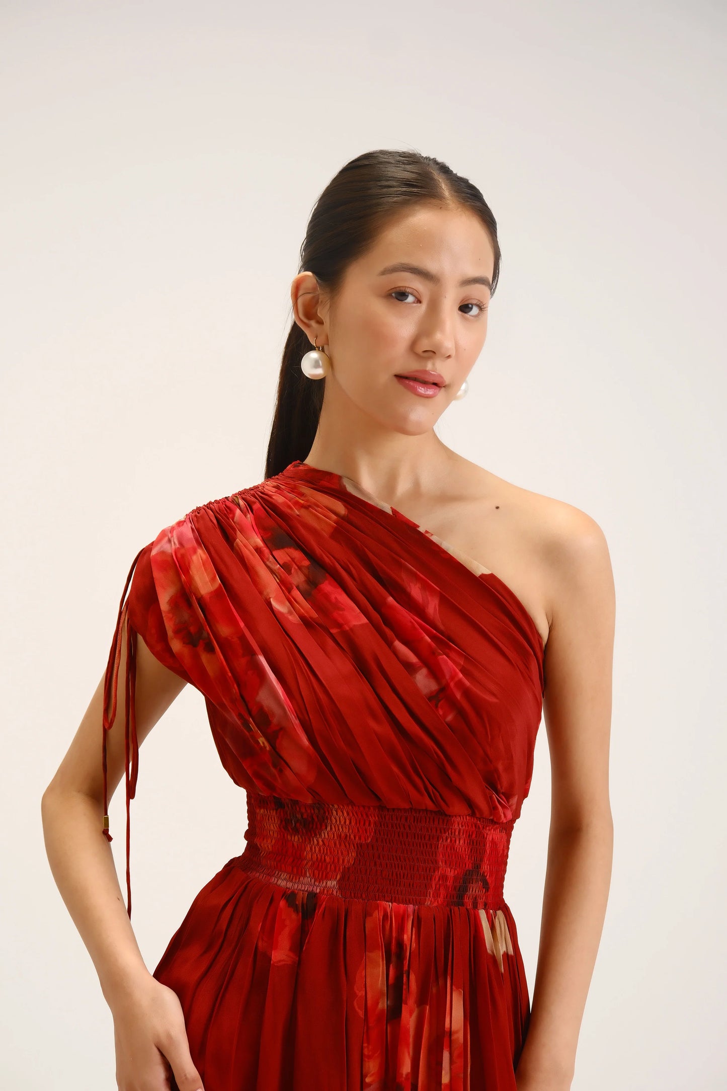 Gardenia Red One Shoulder Dress