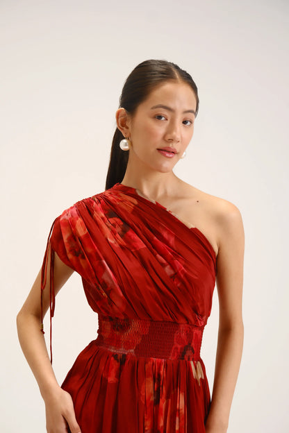 Gardenia Red One Shoulder Dress