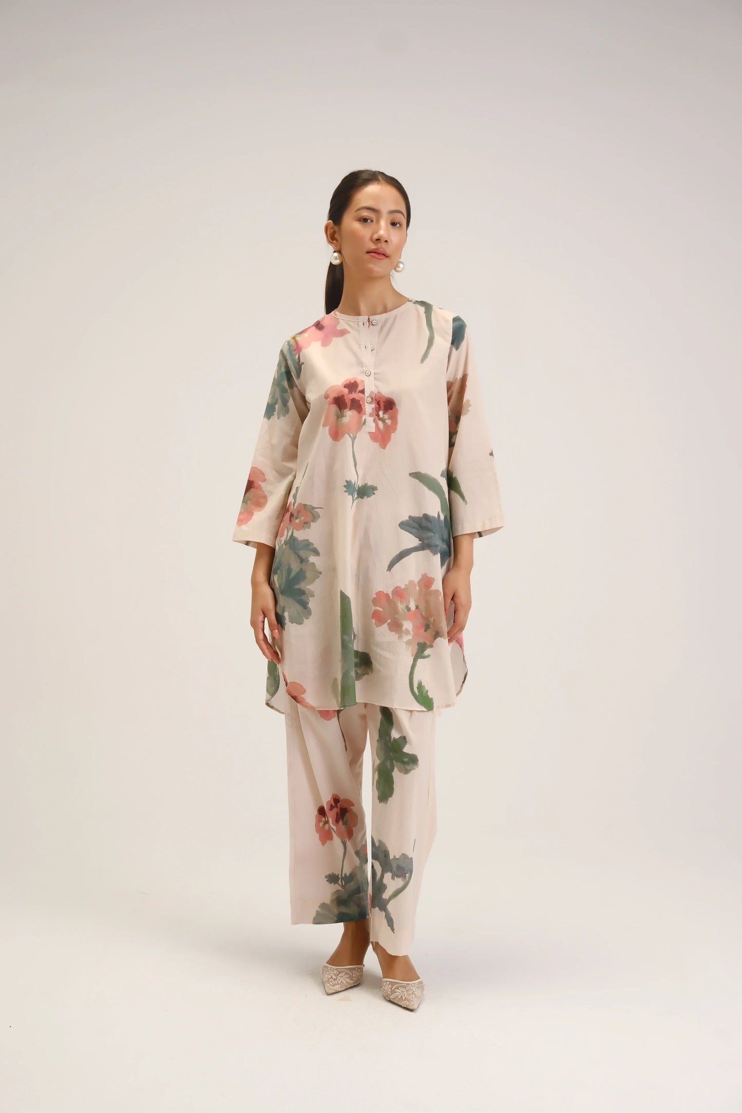 Juliet White Short Kurta Set