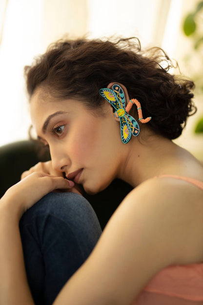 Dragon Fly Embroidered Earrings