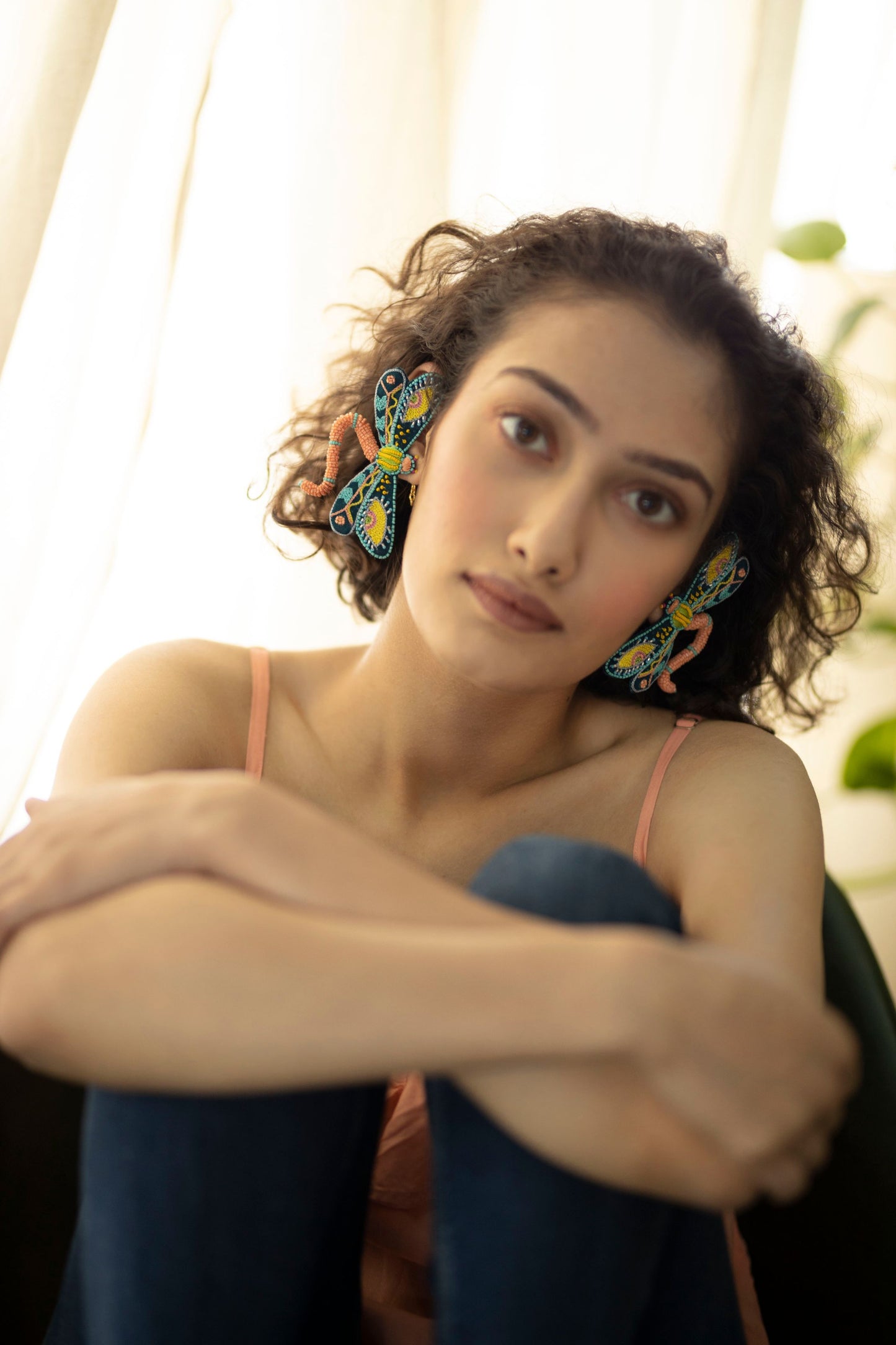 Dragon Fly Embroidered Earrings