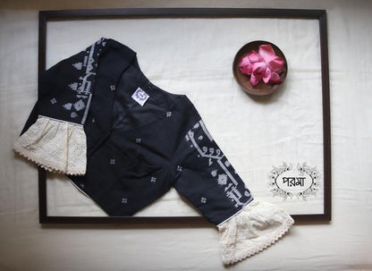Black Jamdani Hakoba Sleeves