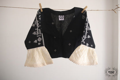 Black Jamdani Hakoba Sleeves
